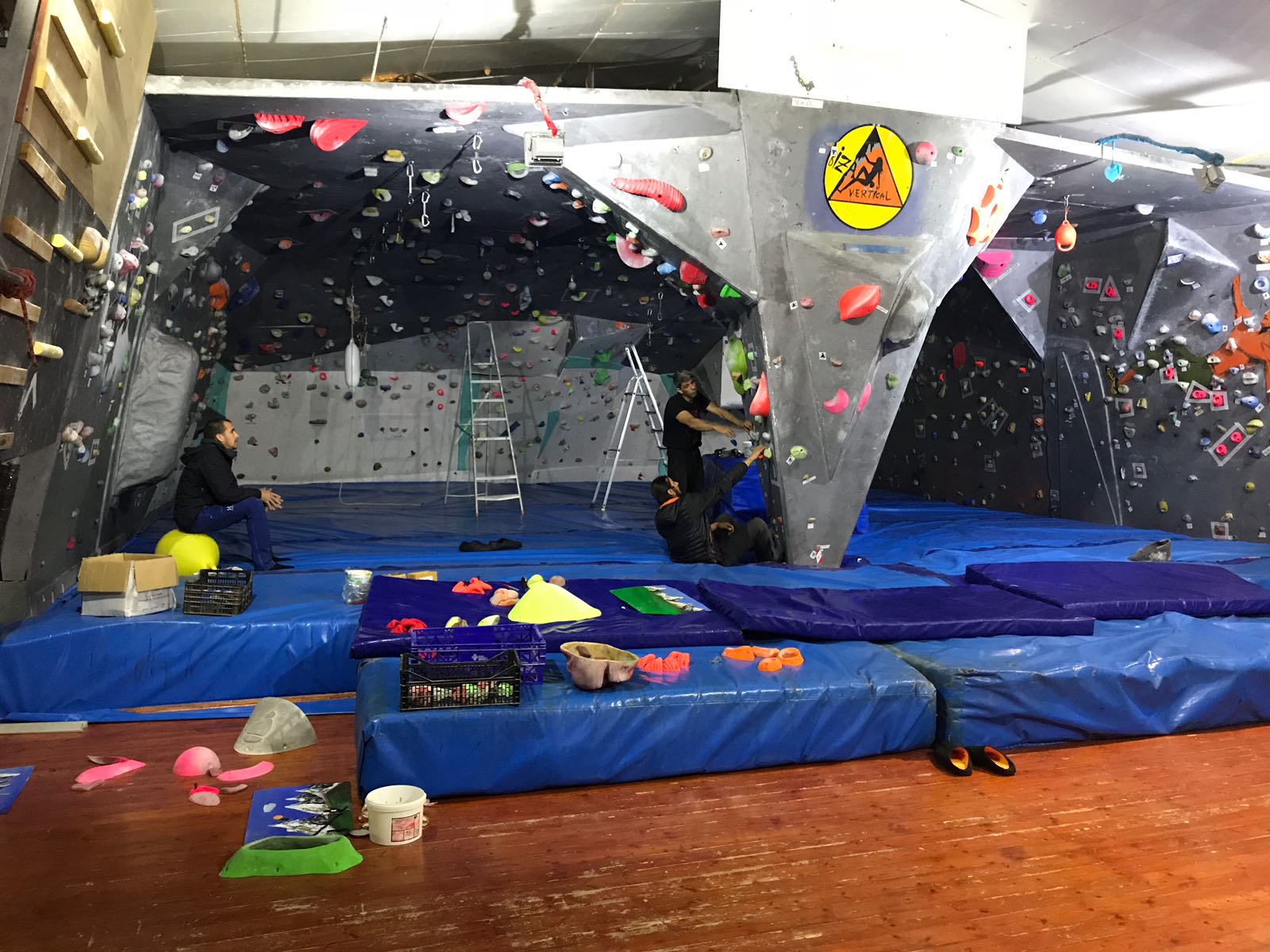 Practice climbing on these artifitial climbing walls