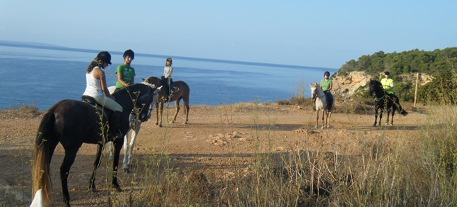 Horse riding as an adventurous activity for tourism in Ibiza.