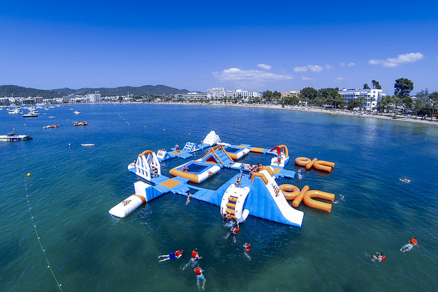 Adventurous tourism in Ibiza on water slides