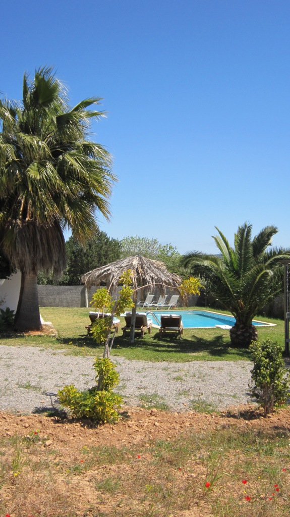 Zona piscina en una villa en Ibiza