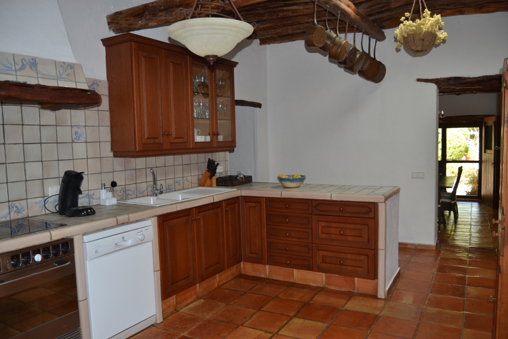 Rustic kitchen in a rental house in Ibiza