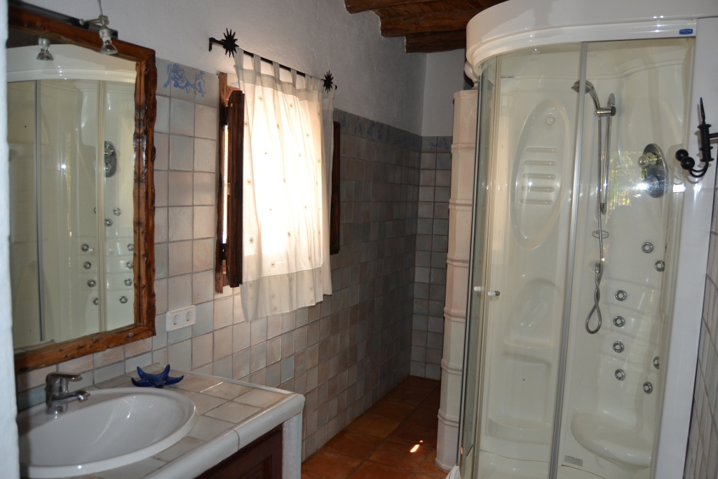 Rustic bathroom with a shower
